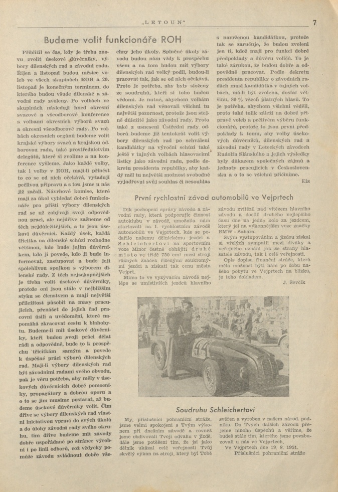 Náhledový obrázek Letoun, rok 1951, číslo 9 - 6
