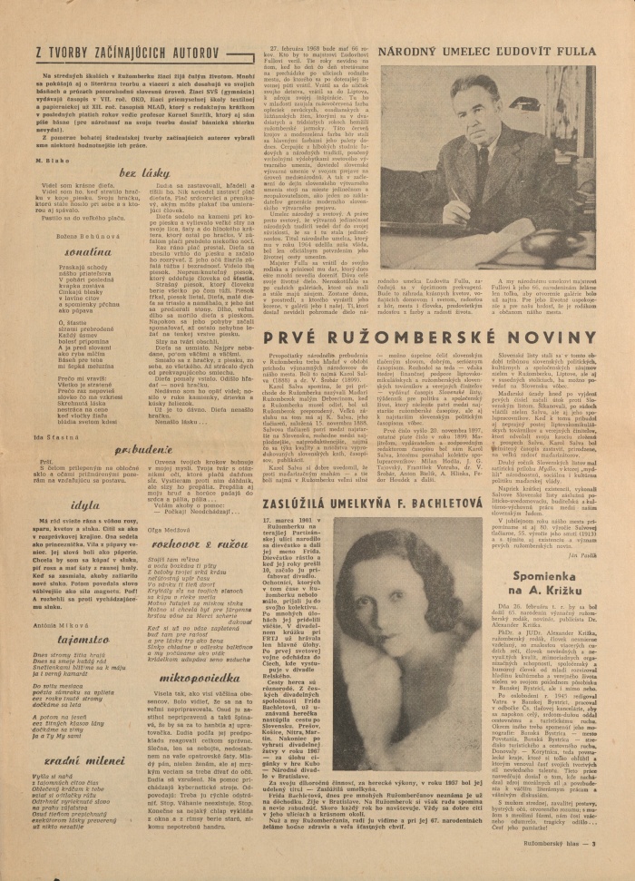 Náhledový obrázek Ružomberský hlas, rok 1968, číslo 1 - 3