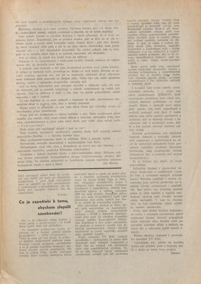 Náhledový obrázek Jednotář Klatovska, rok 1951, číslo 1 - 3