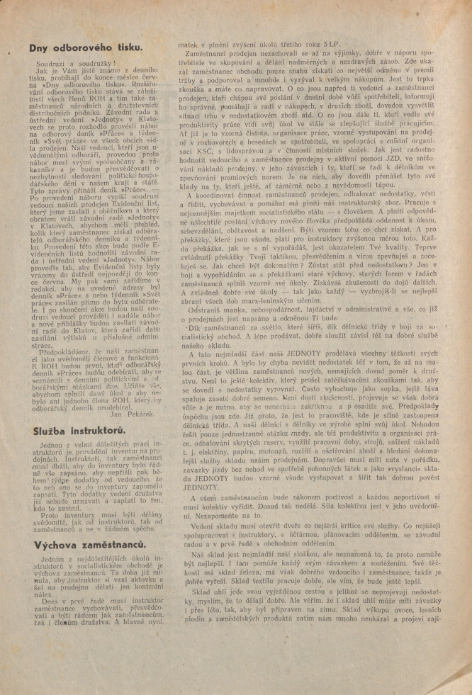 Náhledový obrázek Jednotář Klatovska, rok 1951, číslo 1 - 2