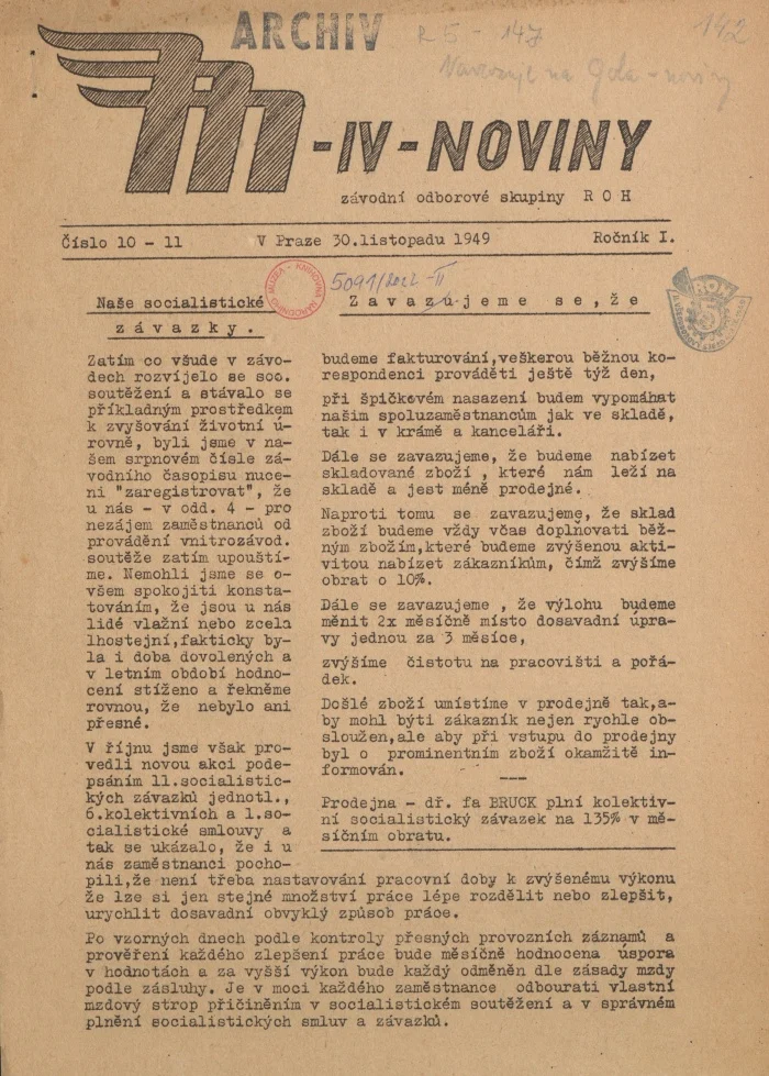 Náhledový obrázek předmětu M-IV-noviny, rok 1949, číslo 10-11