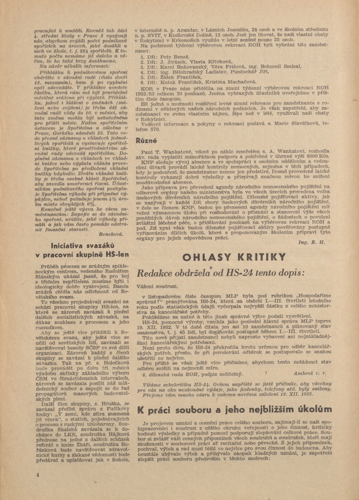Náhledový obrázek Myšlenky - lidé - práce, rok 1952, číslo 9 - 4