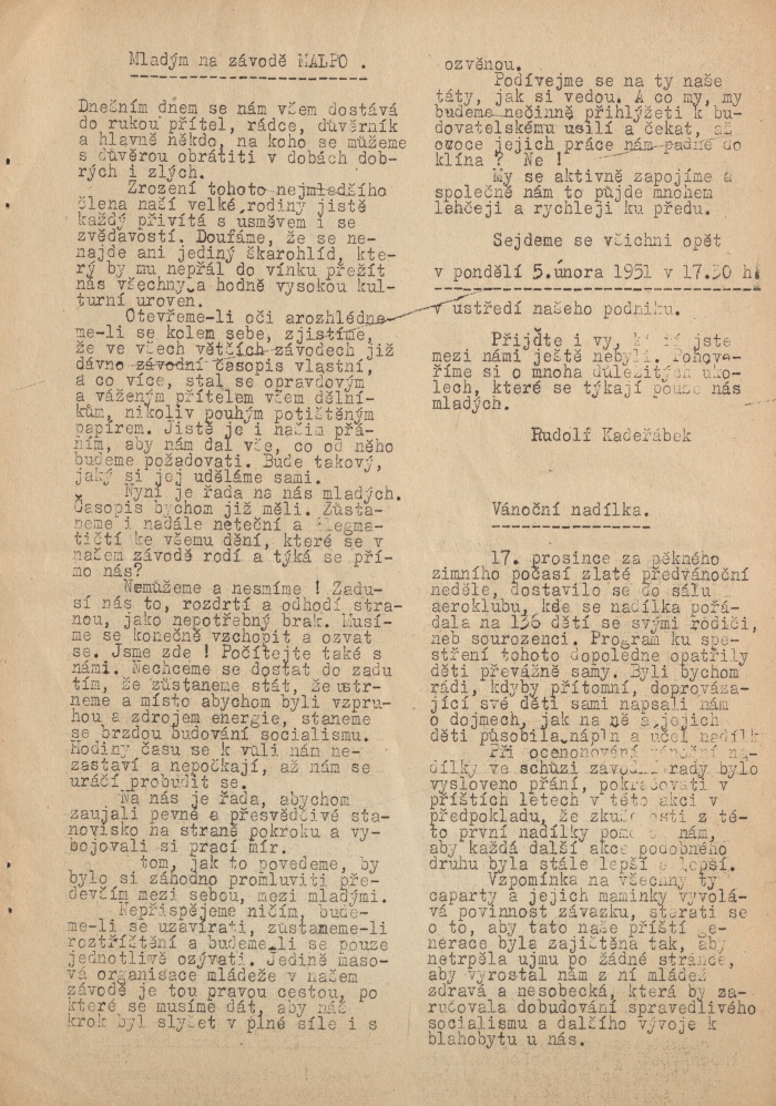 Náhledový obrázek Malpovák, rok 1951, číslo 1 - 3
