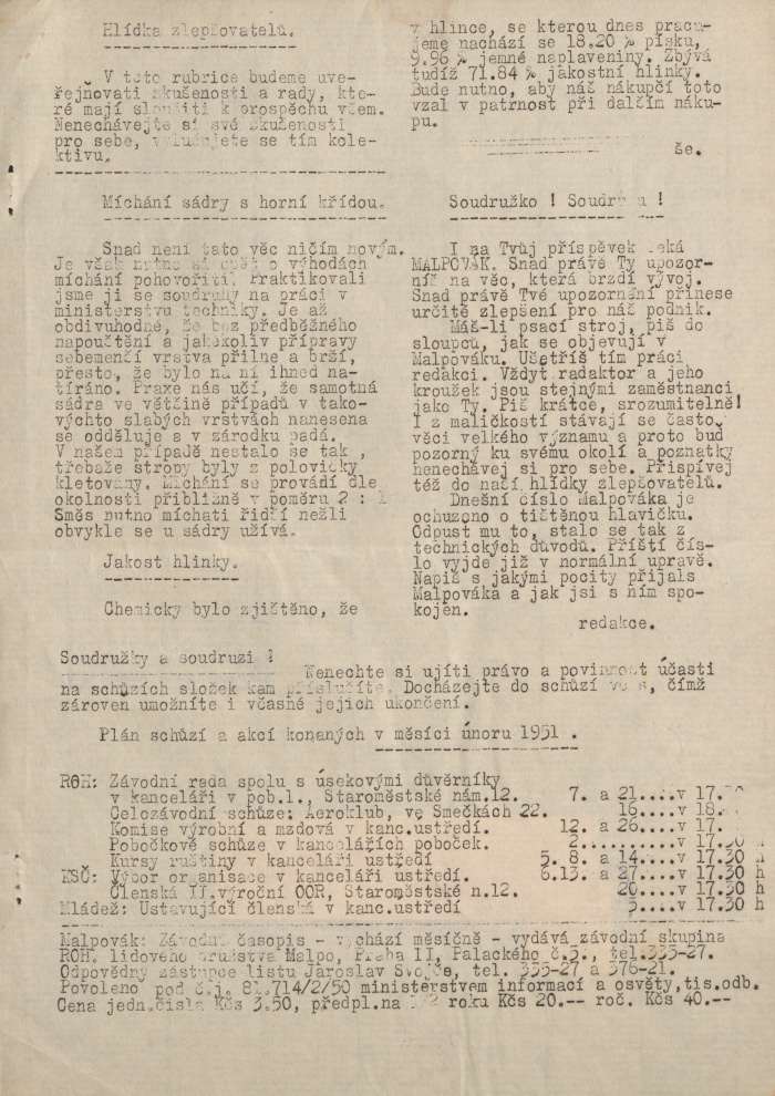 Náhledový obrázek Malpovák, rok 1951, číslo 1 - 4
