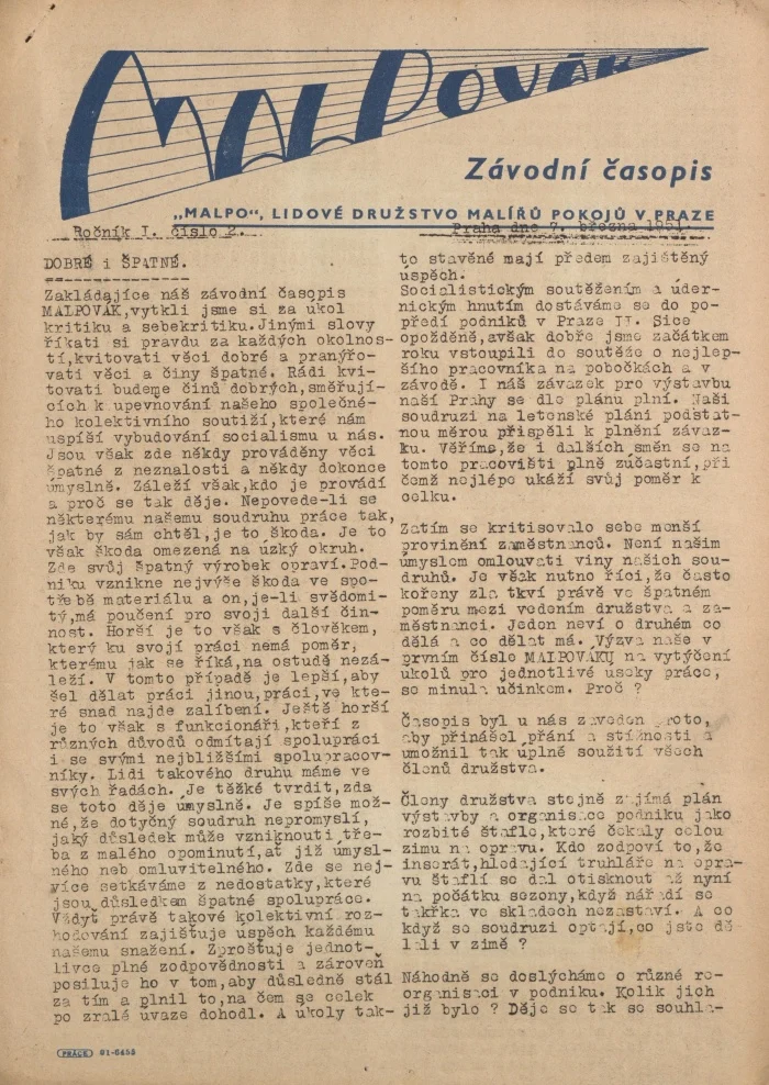 Náhledový obrázek předmětu Malpovák, rok 1951, číslo 2