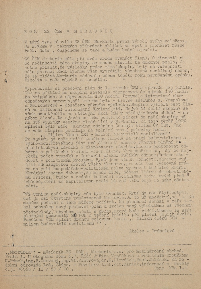 Náhledový obrázek Merkuria, rok 1950, číslo 1-2 - 11