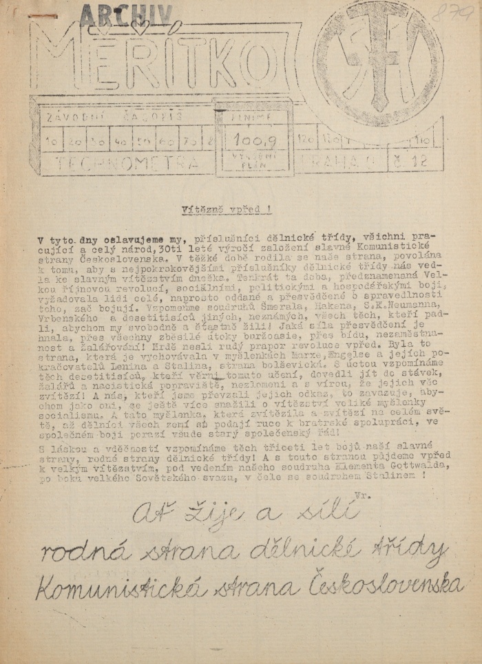 Náhledový obrázek Měřítko, rok 1951, číslo 12 - 1