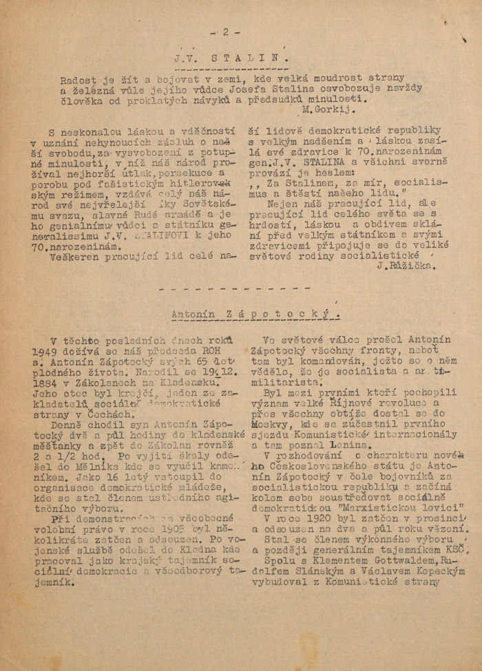 Náhledový obrázek Měsíčník zaměstnanců ROH okr. soudu Ml. Boleslav, rok 1949, číslo 6 - 2