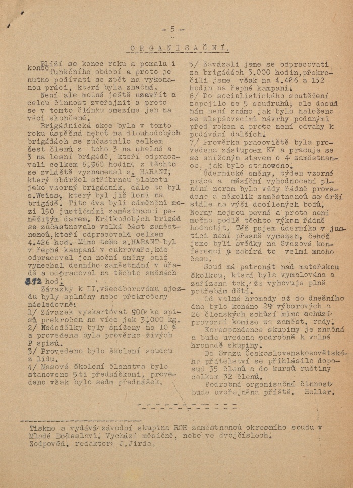 Náhledový obrázek Měsíčník zaměstnanců ROH okr. soudu Ml. Boleslav, rok 1949, číslo 6 - 5