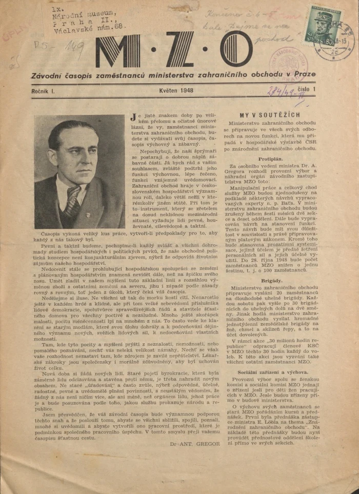 Náhledový obrázek předmětu MZO, rok 1948, číslo 1