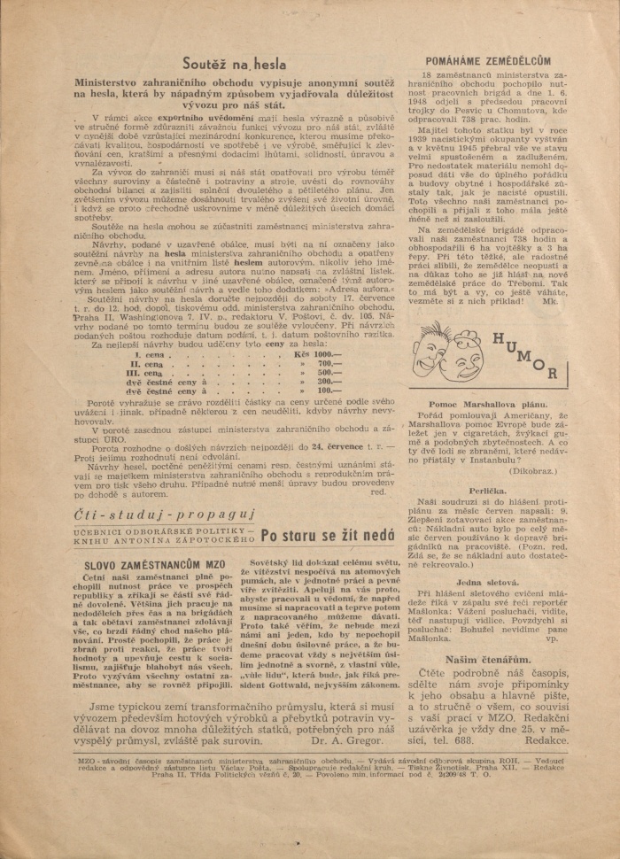 Náhledový obrázek MZO, rok 1948, číslo 3 - 4