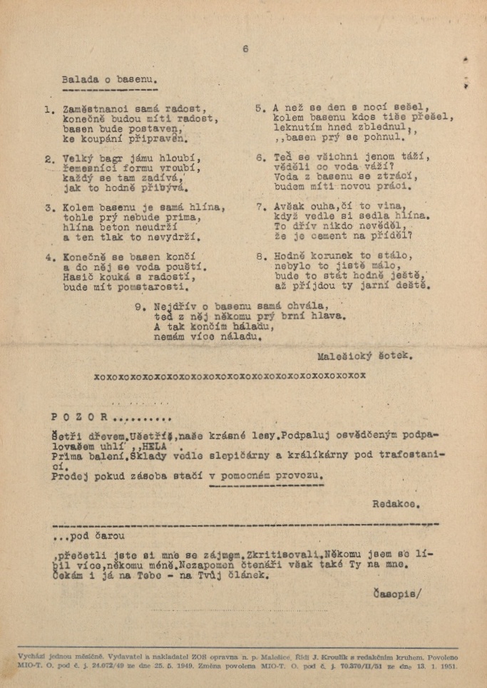 Náhledový obrázek Haló Malešice, rok 1951, číslo 1 - 6