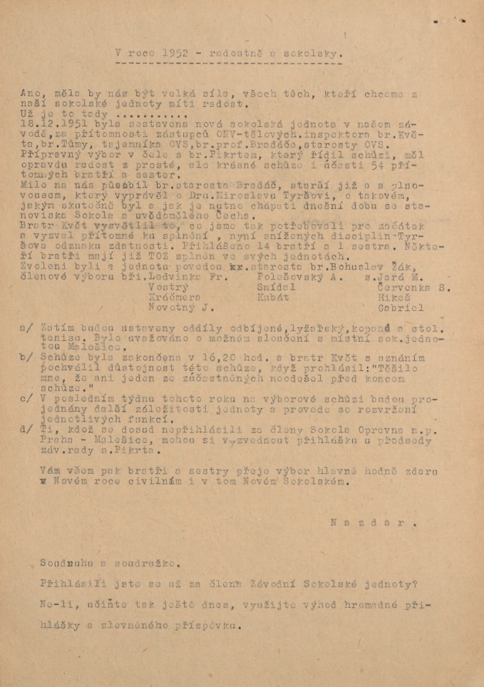 Náhledový obrázek Haló Malešice, rok 1952, číslo 1 - 4