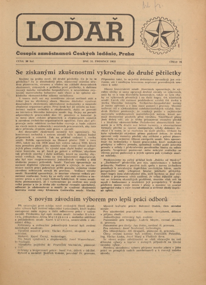 Náhledový obrázek Loďař, rok 1955, číslo 21 - 1