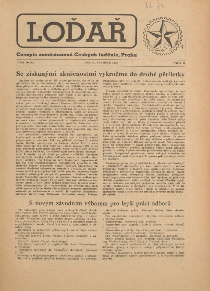 Náhledový obrázek předmětu Loďař, rok 1955, číslo 21