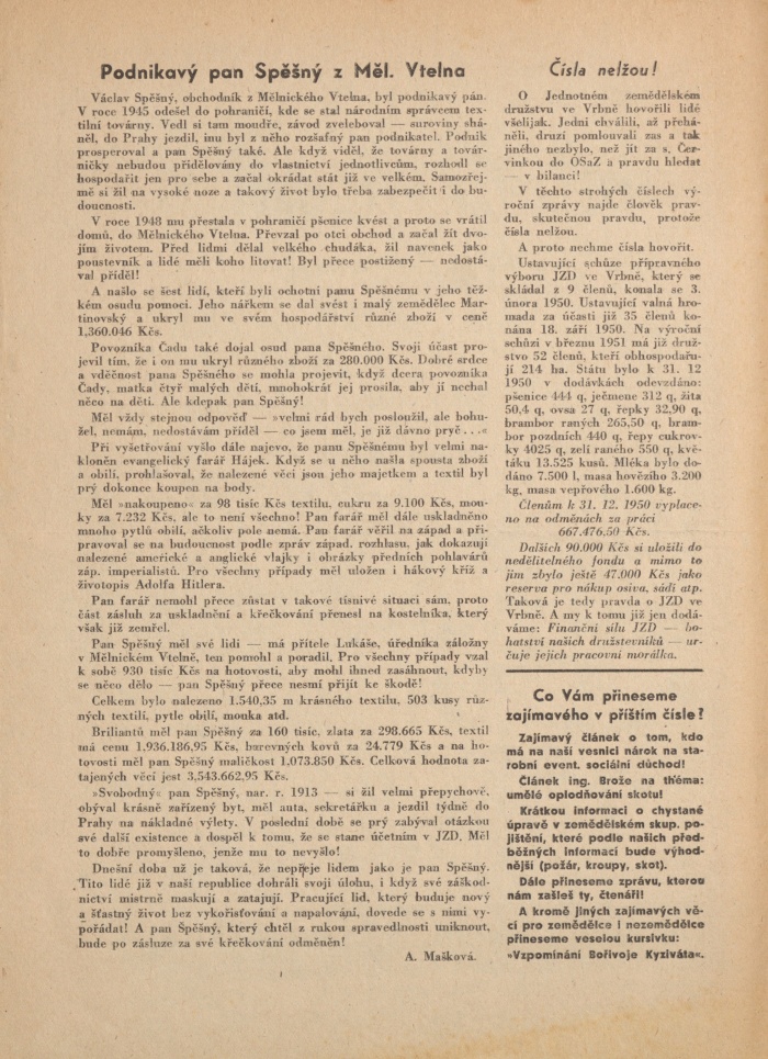 Náhledový obrázek Mělnický zemědělec, rok 1951, číslo 1 - 2