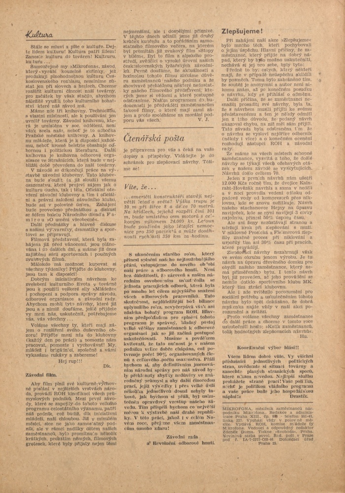 Náhledový obrázek Mikrofona, rok 1946, číslo 1 - 4