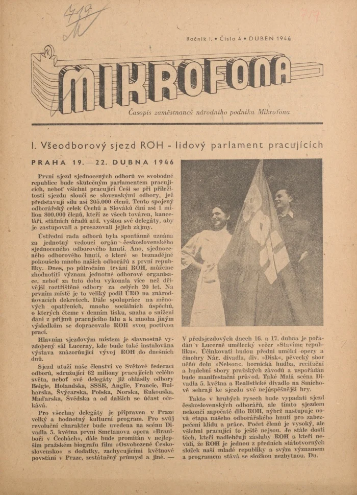 Náhledový obrázek předmětu Mikrofona, rok 1946, číslo 4