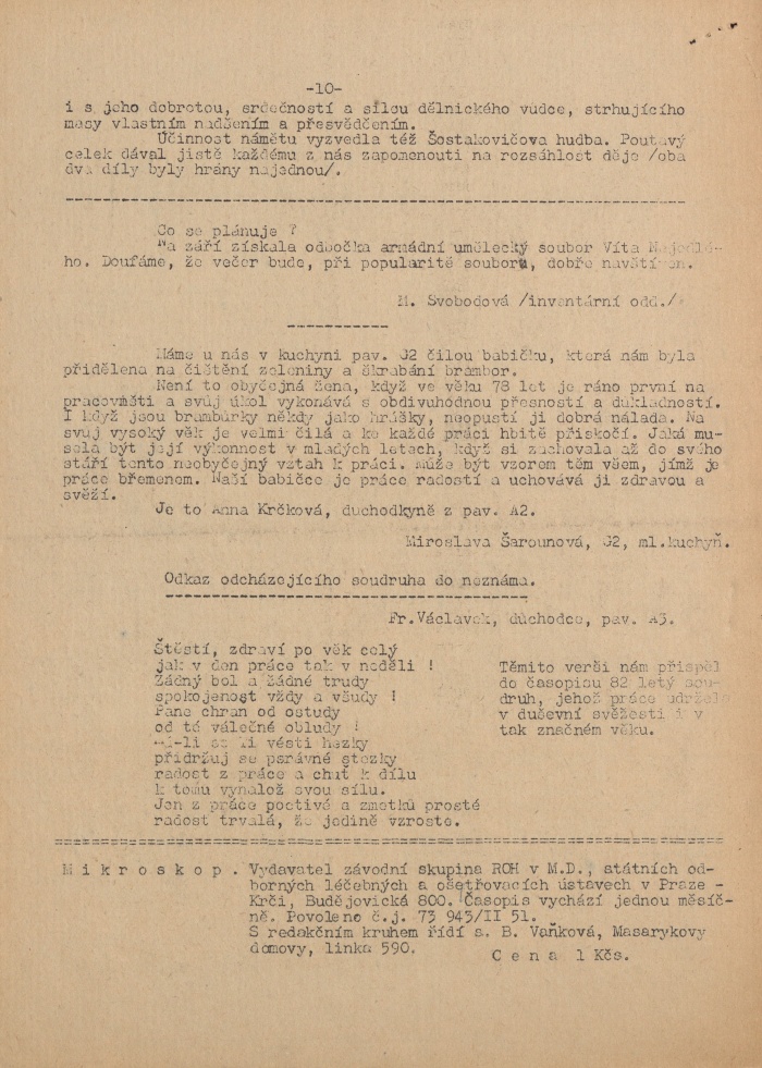 Náhledový obrázek Mikroskop, rok 1951, číslo 2 - 10