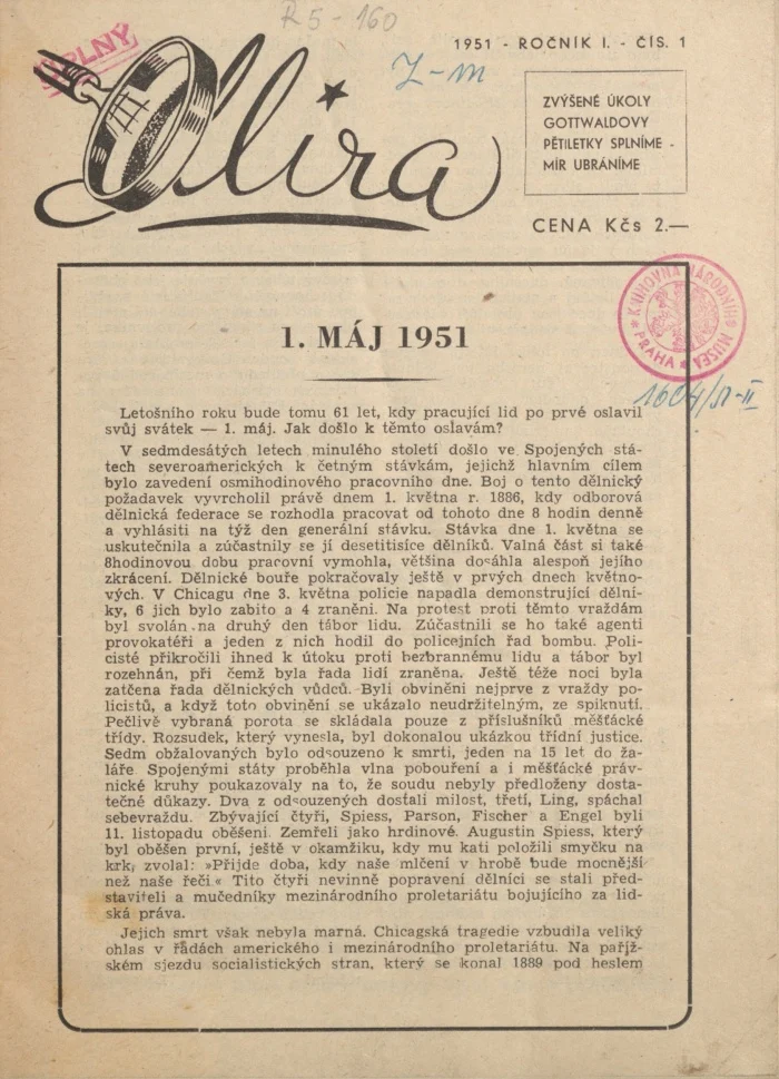 Náhledový obrázek předmětu Mira, rok 1951, číslo 1