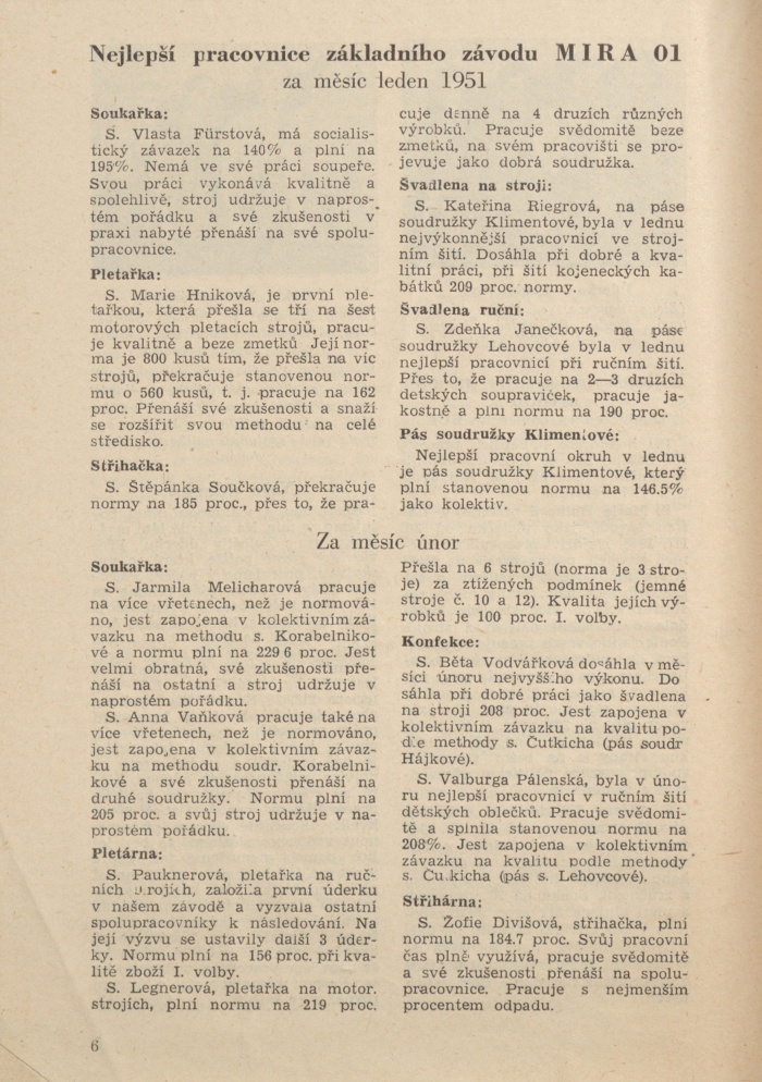 Náhledový obrázek Mira, rok 1951, číslo 1 - 6