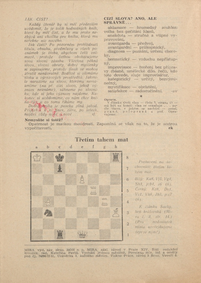 Náhledový obrázek Mira, rok 1951, číslo 4 - 14