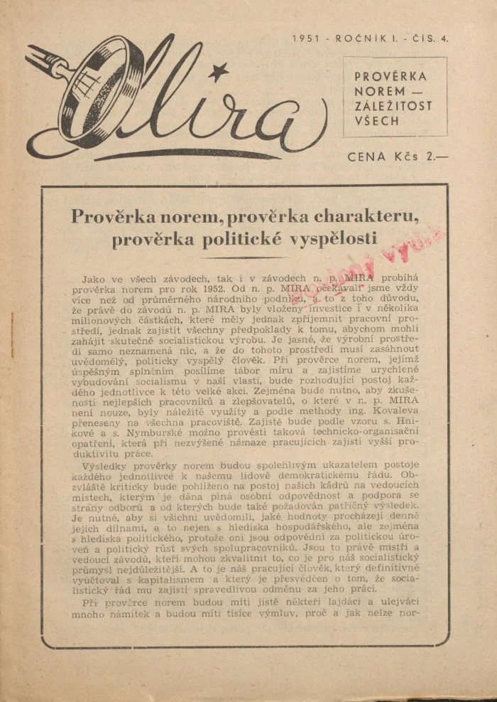 Náhledový obrázek předmětu Mira, rok 1951, číslo 4