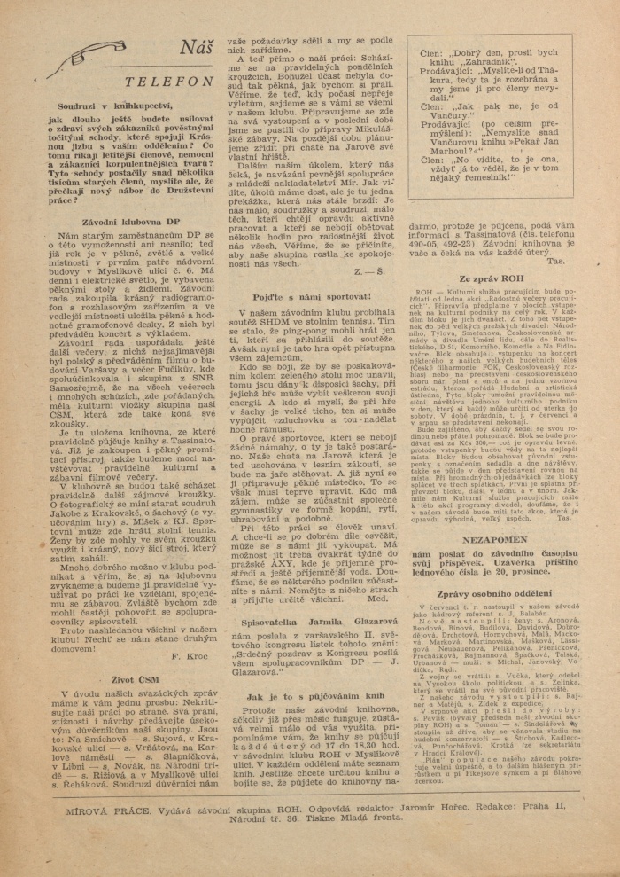 Náhledový obrázek Mírová práce, rok 1950, číslo 1 - 3