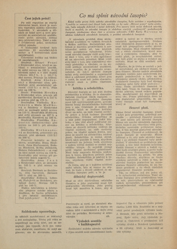 Náhledový obrázek Mírová práce, rok 1951, číslo 1 - 2