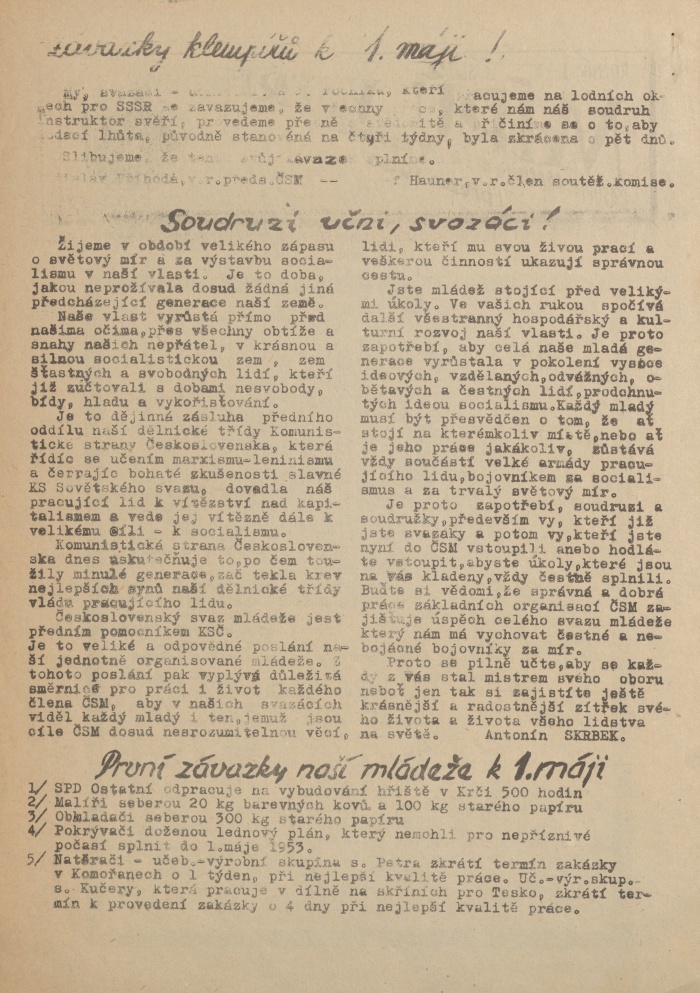 Náhledový obrázek Míru vstříc, rok 1953, číslo 2 - 2