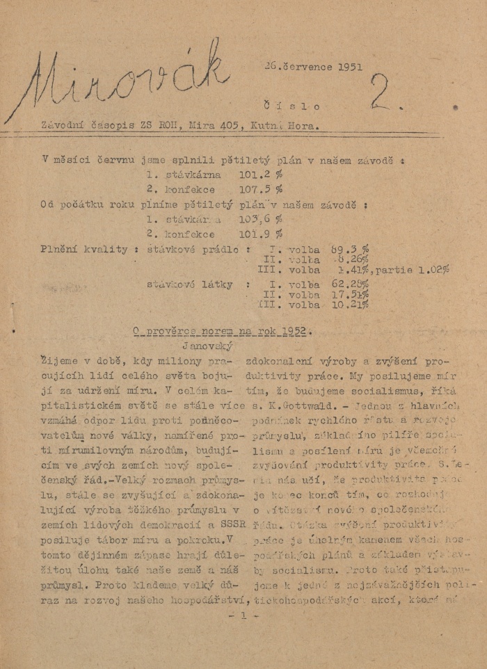 Náhledový obrázek Mirovák, rok 1951, číslo 2 - 4