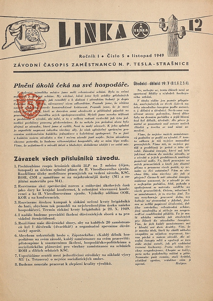 Náhledový obrázek Linka Tesla 12, rok 1949, číslo 5 - 1