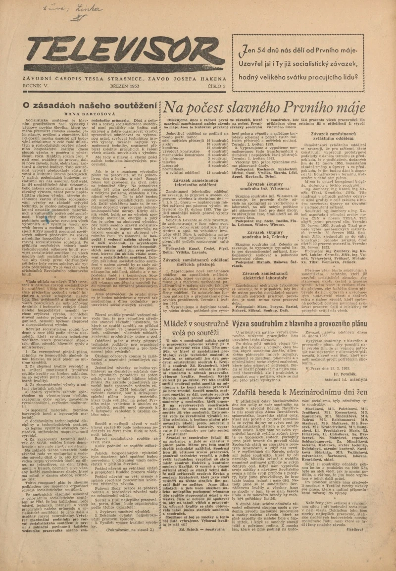 Náhledový obrázek předmětu Televisor, rok 1953, číslo 3