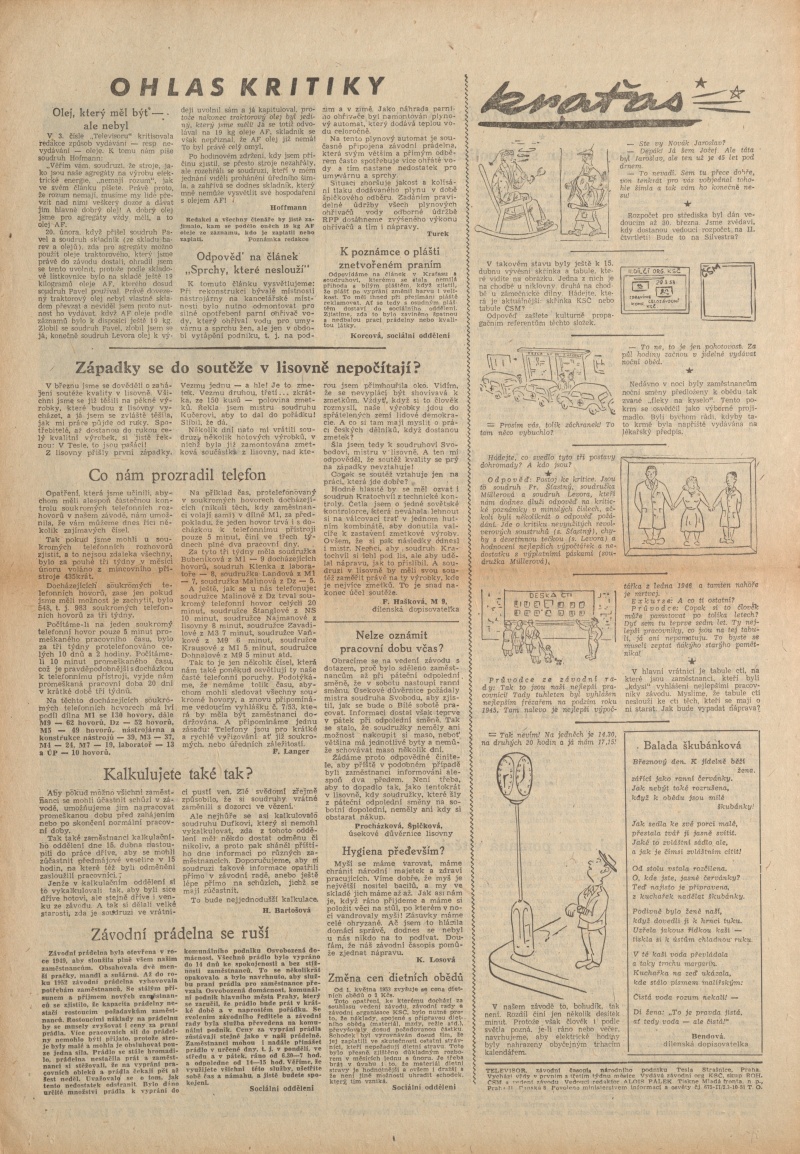 Náhledový obrázek Televisor, rok 1953, číslo 6 - 4