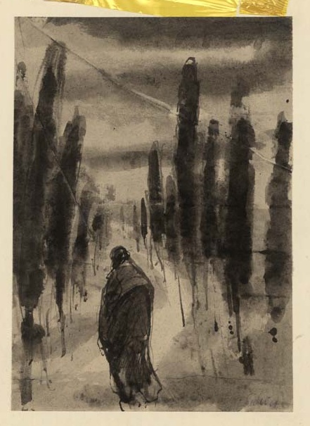 Náhledový obrázek Ilustrace pro frontispis - Temné aleje - 2