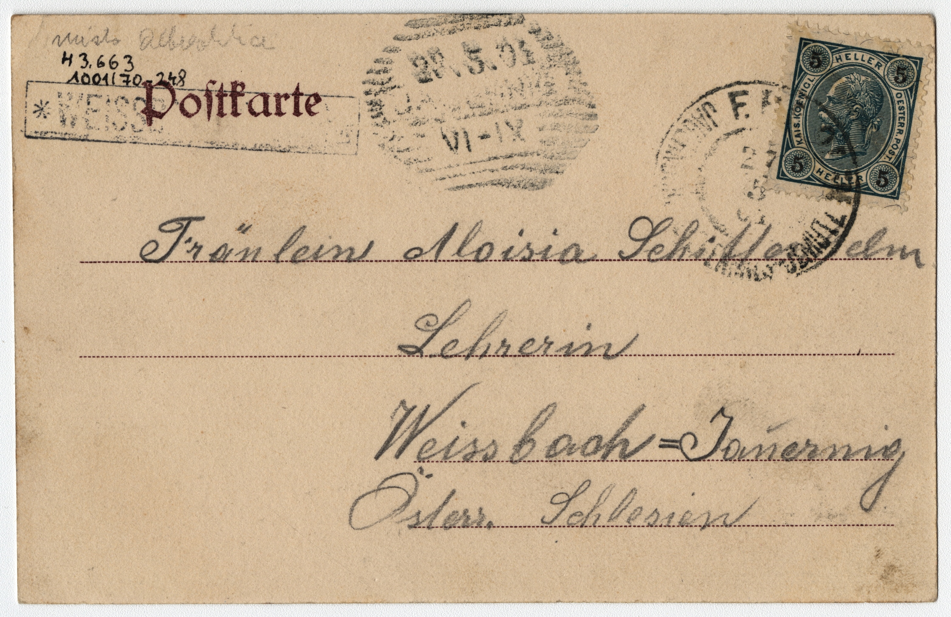 Náhledový obrázek Povodeň r. 1903: Město Albrechtice (čb. pohlednice) - 2