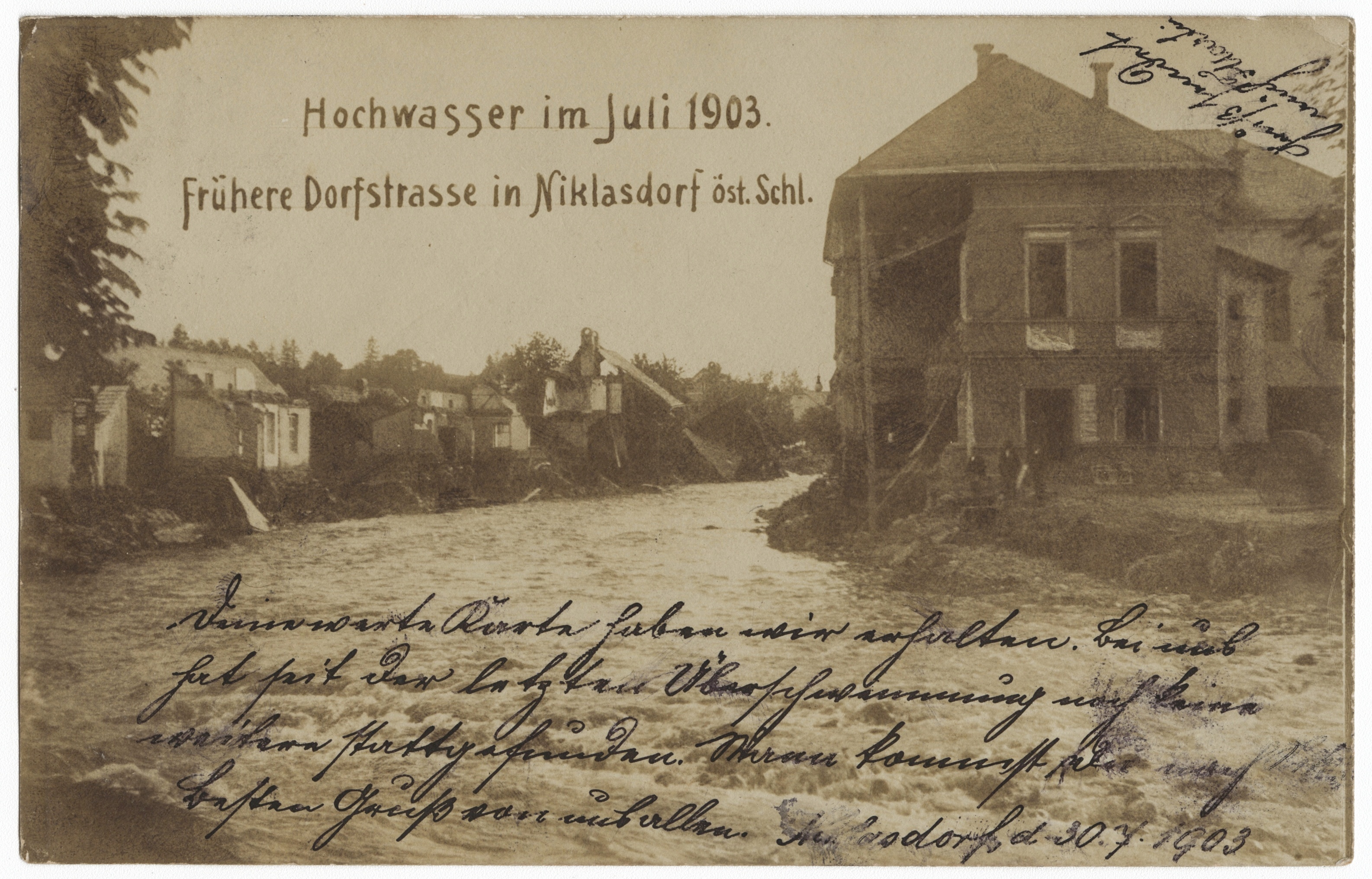 Náhledový obrázek Povodeň r. 1903: Mikulovice (čb. fotografie) - 1