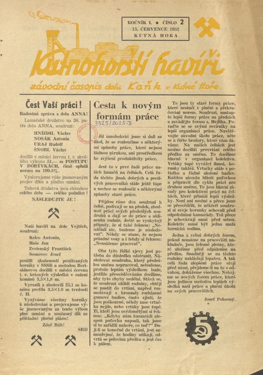 Náhledový obrázek předmětu Kutnohorští havíři, rok 1952, číslo 2