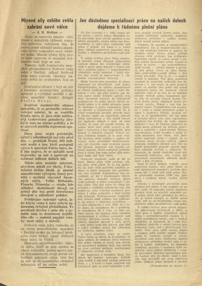Náhledový obrázek Kutnohorští havíři, rok 1952, číslo 2 - 2