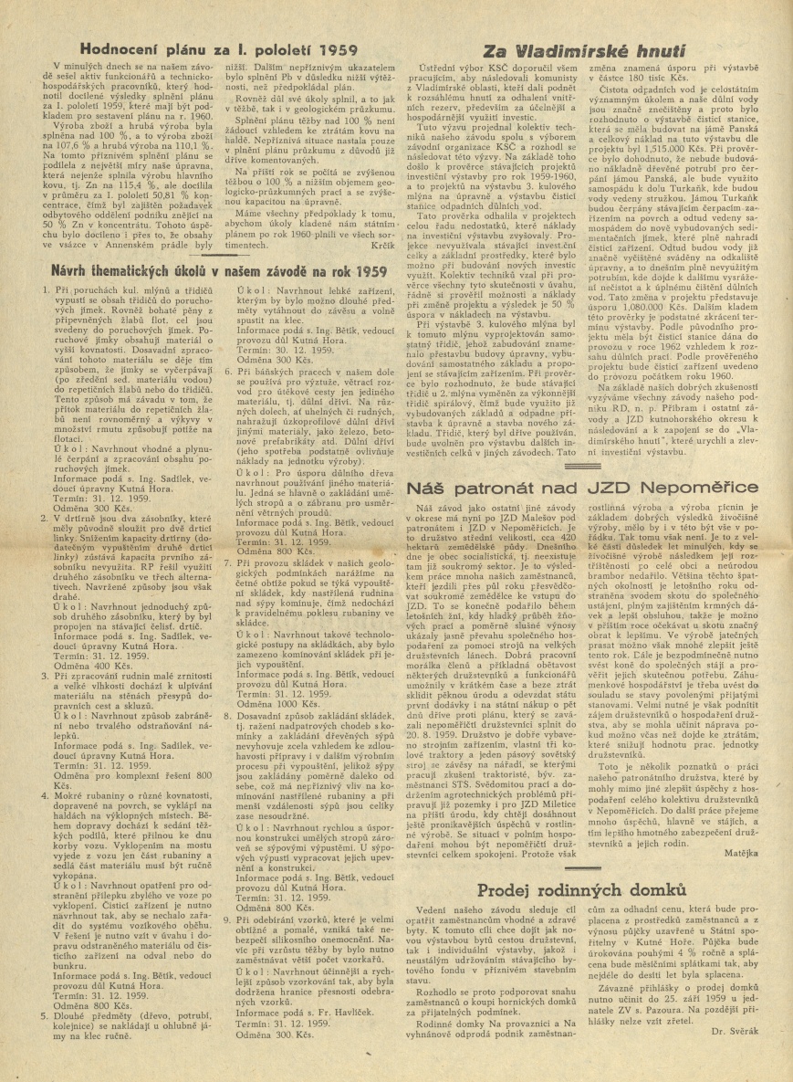 Náhledový obrázek Kutnohorští havíři, rok 1959, číslo 8-9 - 2