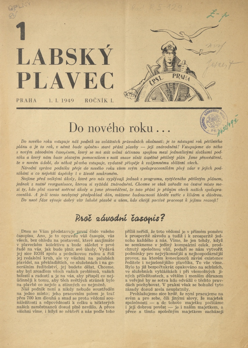 Náhledový obrázek Labský plavec, rok 1949, číslo 1 - 1