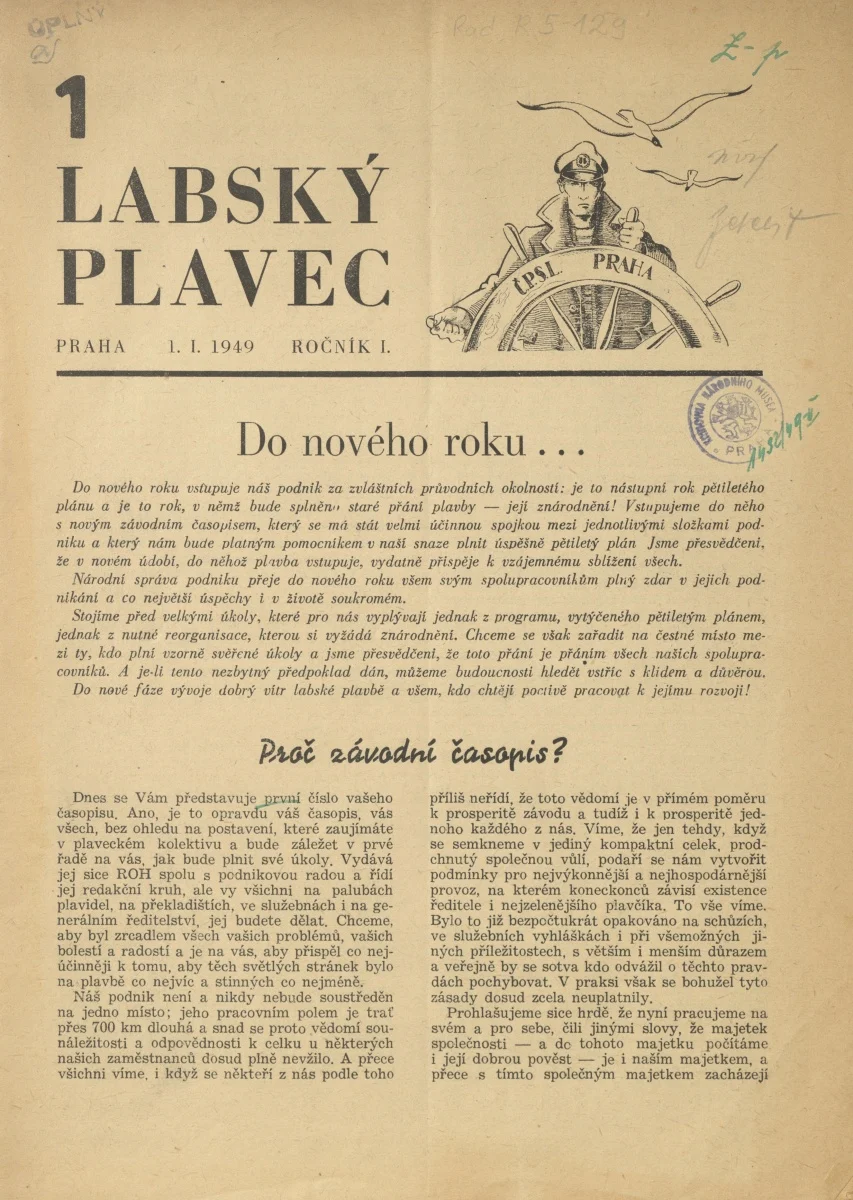 Náhledový obrázek předmětu Labský plavec, rok 1949, číslo 1