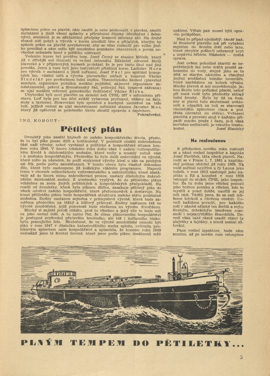 Náhledový obrázek Labský plavec, rok 1949, číslo 1 - 5