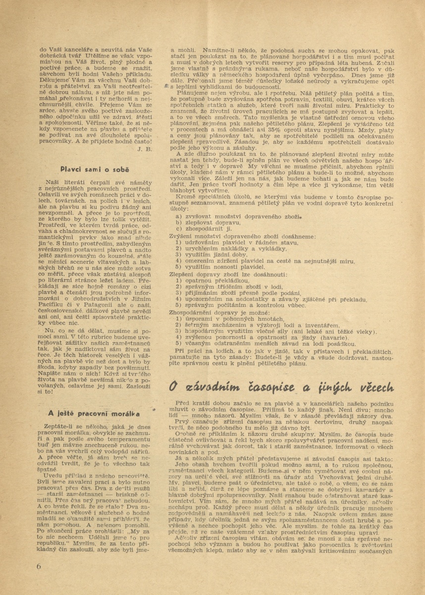 Náhledový obrázek Labský plavec, rok 1949, číslo 1 - 6