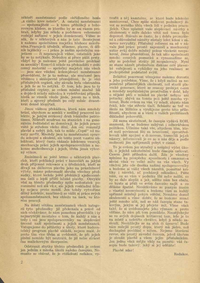 Náhledový obrázek Labský plavec, rok 1949, číslo 1 - 2