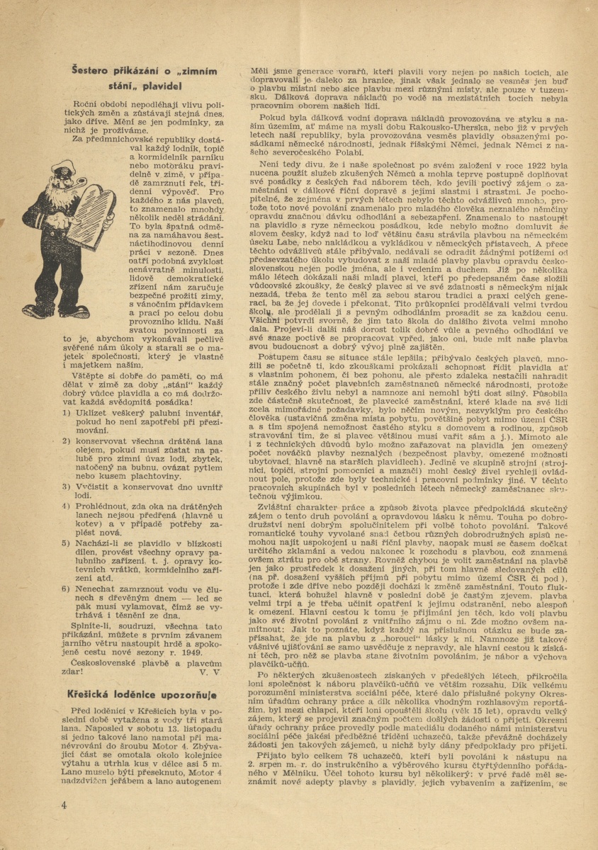 Náhledový obrázek Labský plavec, rok 1949, číslo 1 - 4