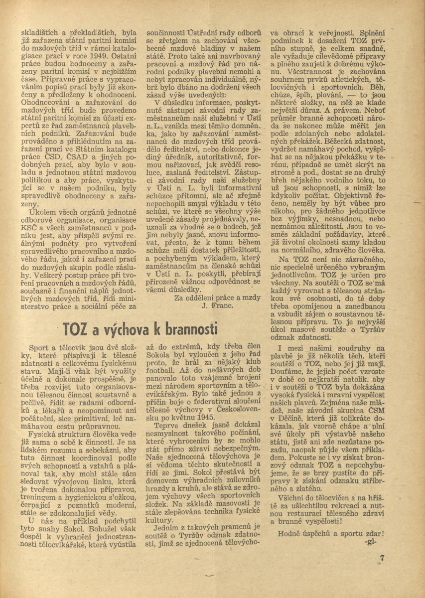 Náhledový obrázek Labský plavec, rok 1950, číslo 10 - 6