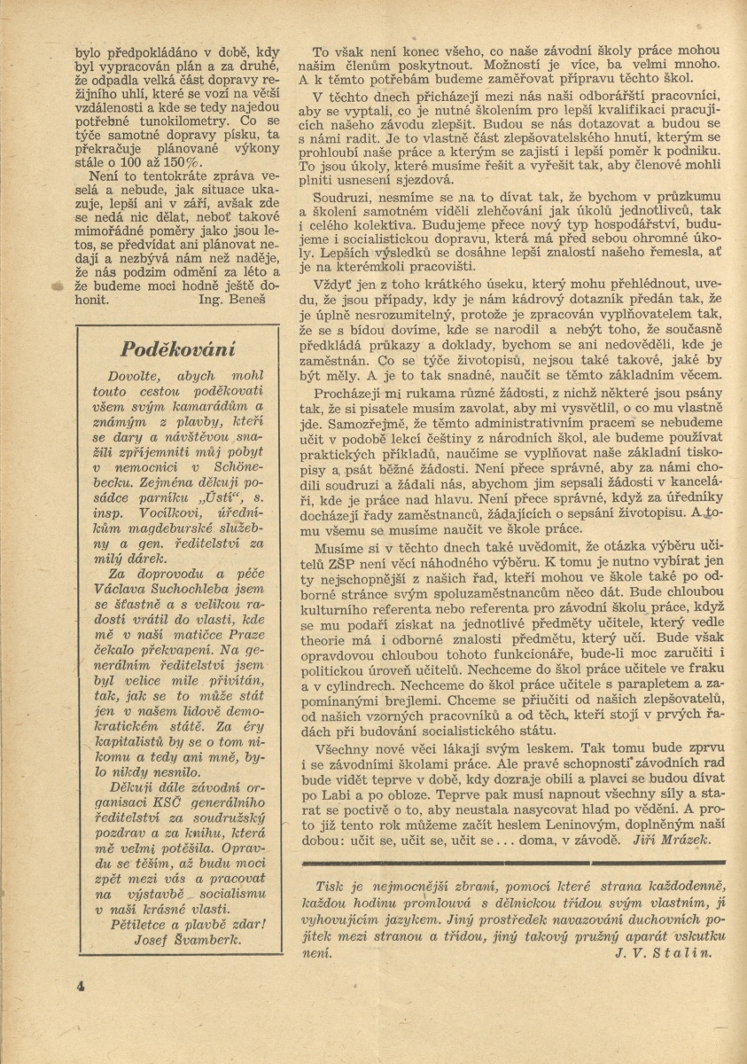 Náhledový obrázek Labský plavec, rok 1950, číslo 10 - 8