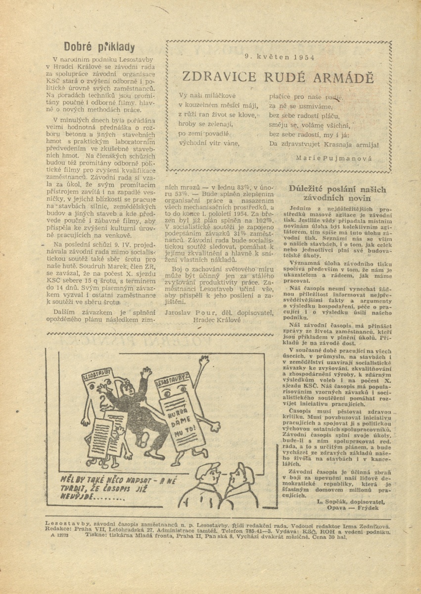 Náhledový obrázek Lesostavby, rok 1954, číslo 3 - 4