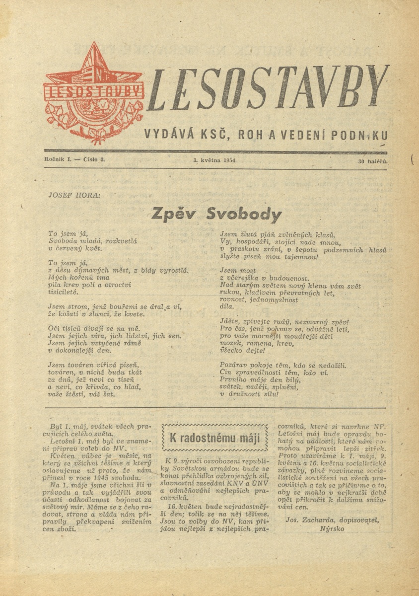 Náhledový obrázek Lesostavby, rok 1954, číslo 3 - 1